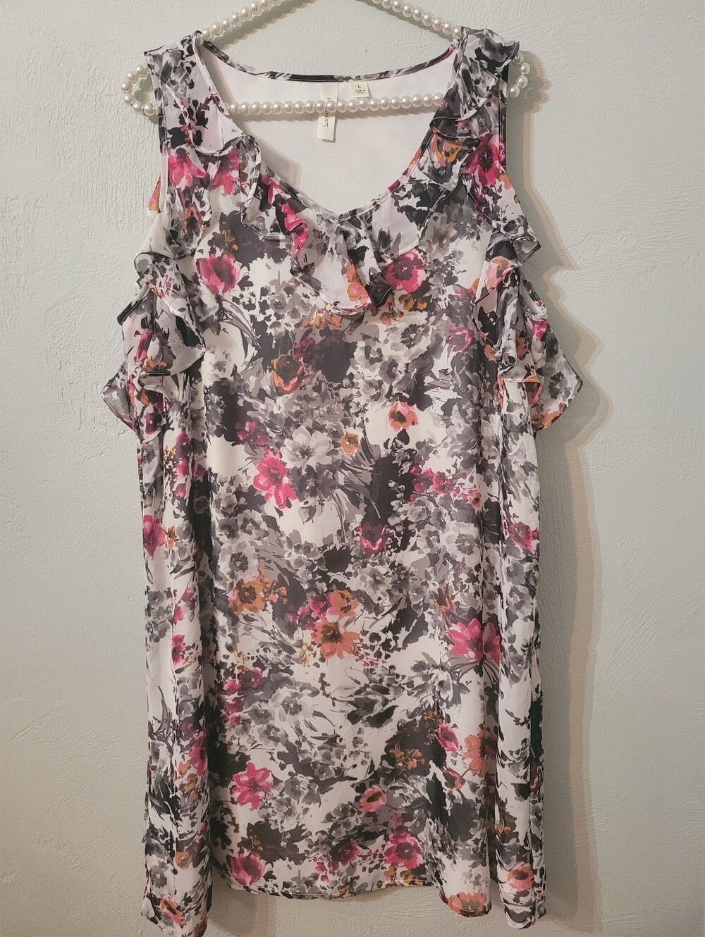 Tacera Ruffle Flowy Casual Dress Size Large New Without Tag!